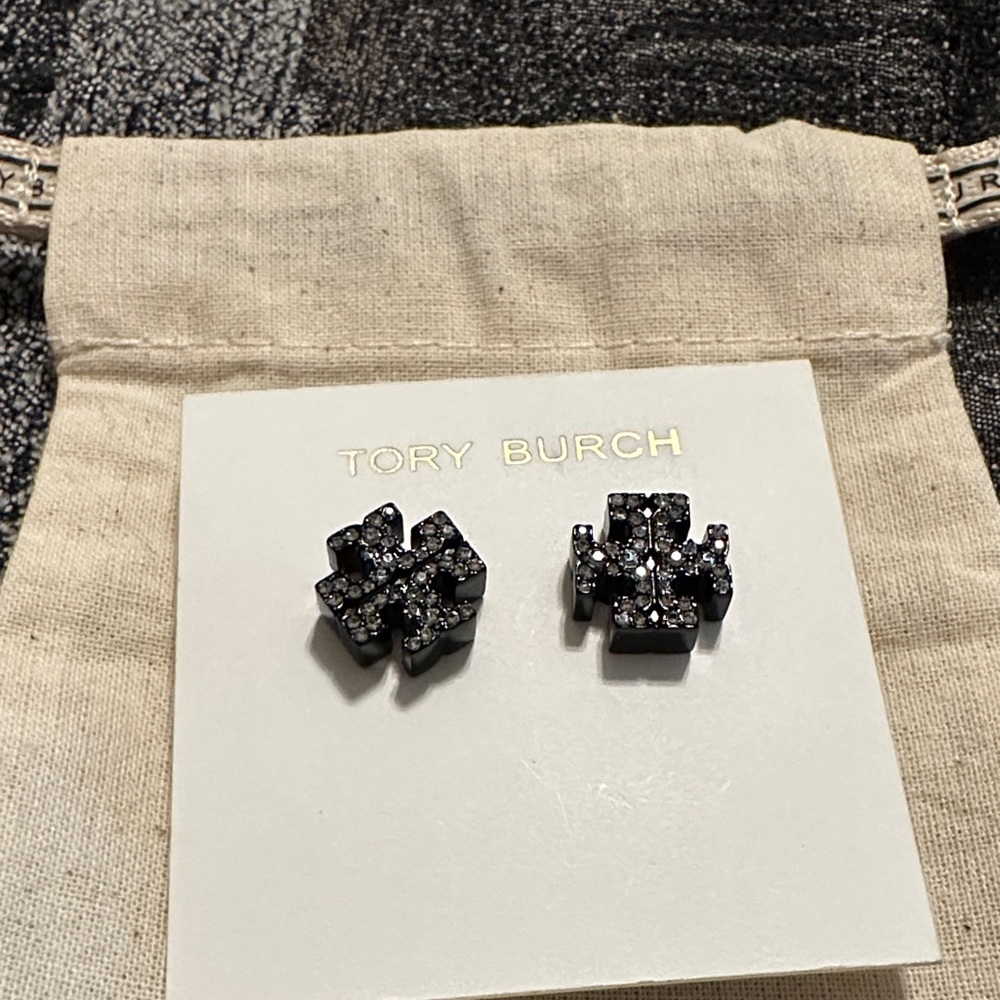 Tory Burch Black and Silver Stud Earrings - Picture 2 of 10